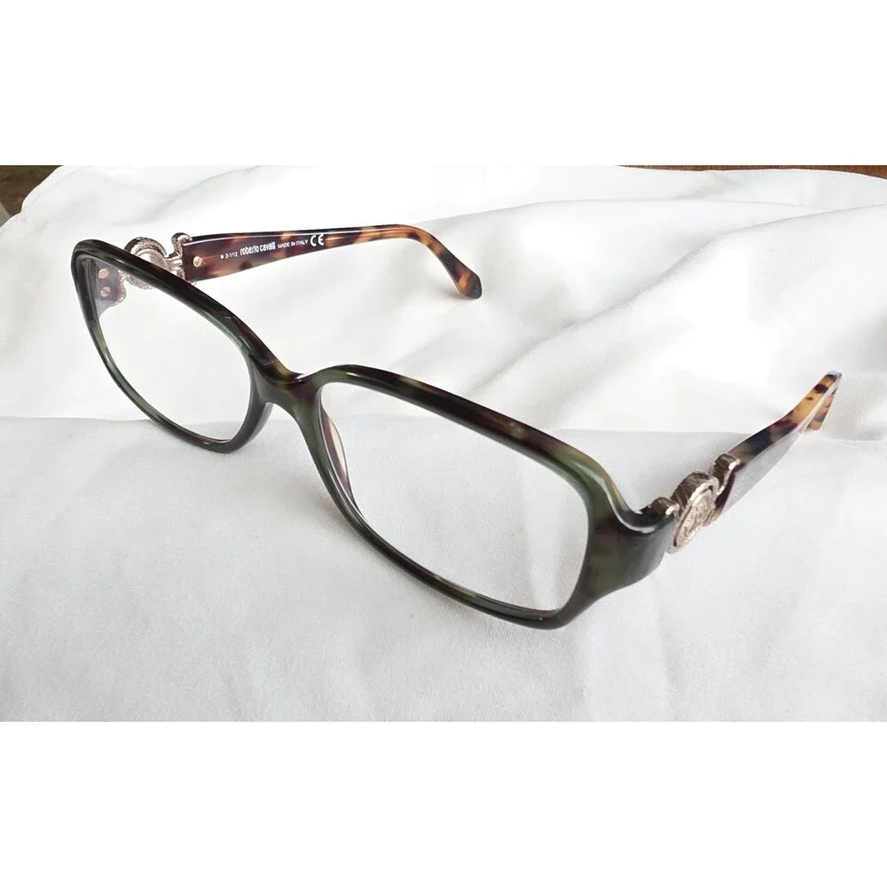 Roberto Cavalli Cayman 714 56B Eyeglass Frames Tortoise Green Havana Italy 54-15